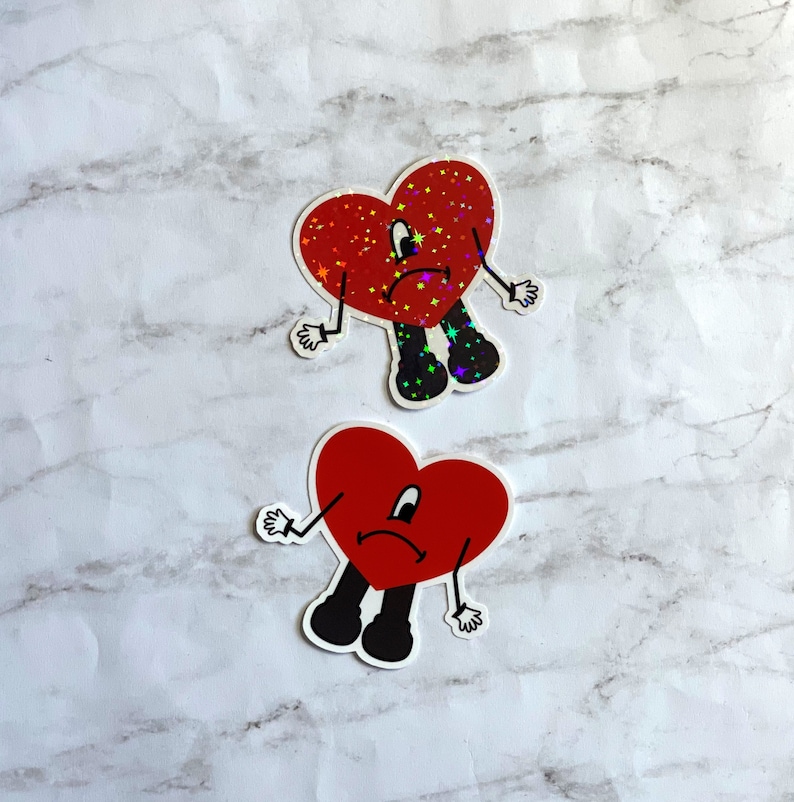 Bad Bunny Heart Sticker,  Holographic Sticker, Verano Sin Ti, Bad Bunny Logo, El Conejo Malo, YHLQMDLG 