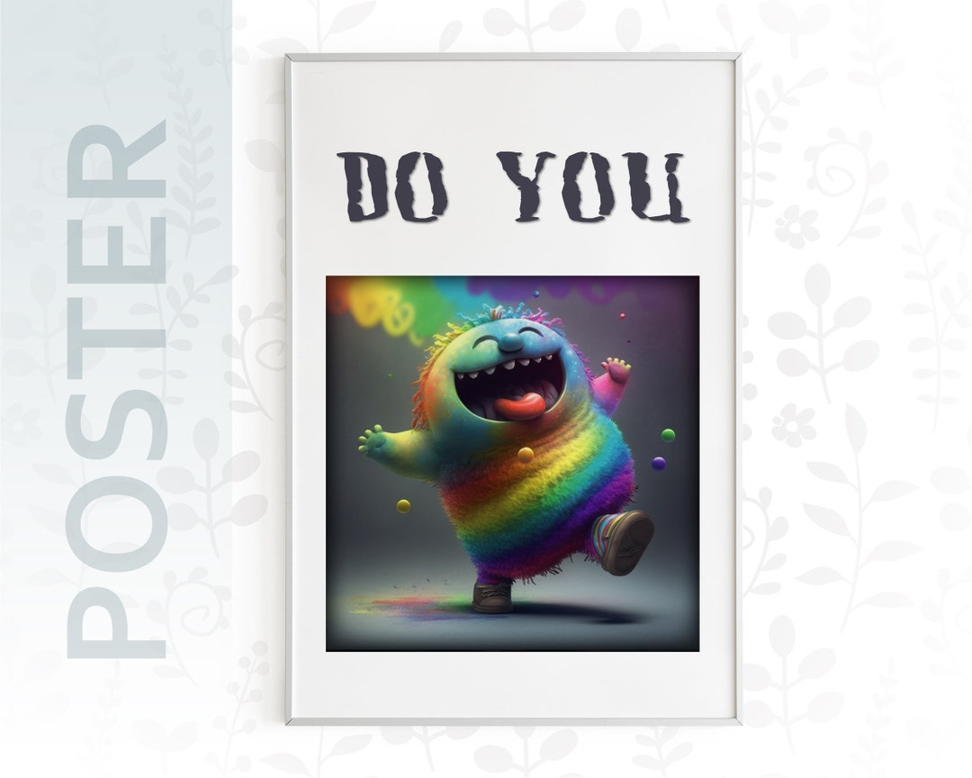Nursery Wall Art, Rainbow AI Cute Art, DO YOU Wall Phrase Saying, Boys