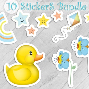 Yellow Duck Stickers Pack, Blauwe Bloemen, Lachende Sterren, Vinyl Kiss Cut Lovely Rainbow, Black Friday Girls Art, Boys Kite, Kerststickers