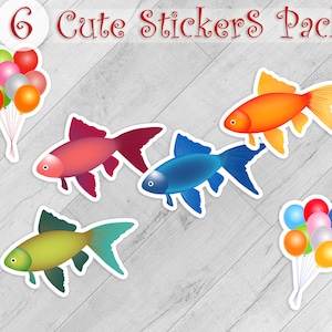 Unterwasser Aufkleber Bundle, Ozean Kinderzimmer SET, Kinder Goldfisch Blau Grün Rot Dekoration Kunst, Jungen Weihnachtsgeschenk, Mädchen Niedliche Luftballons Pack