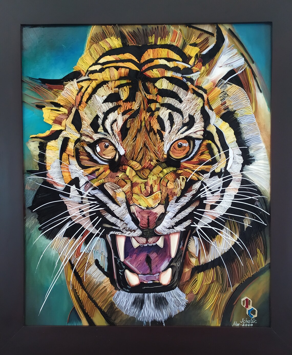 The Tiger Art Paper quilling on plywood Paper quilling wall Etsy