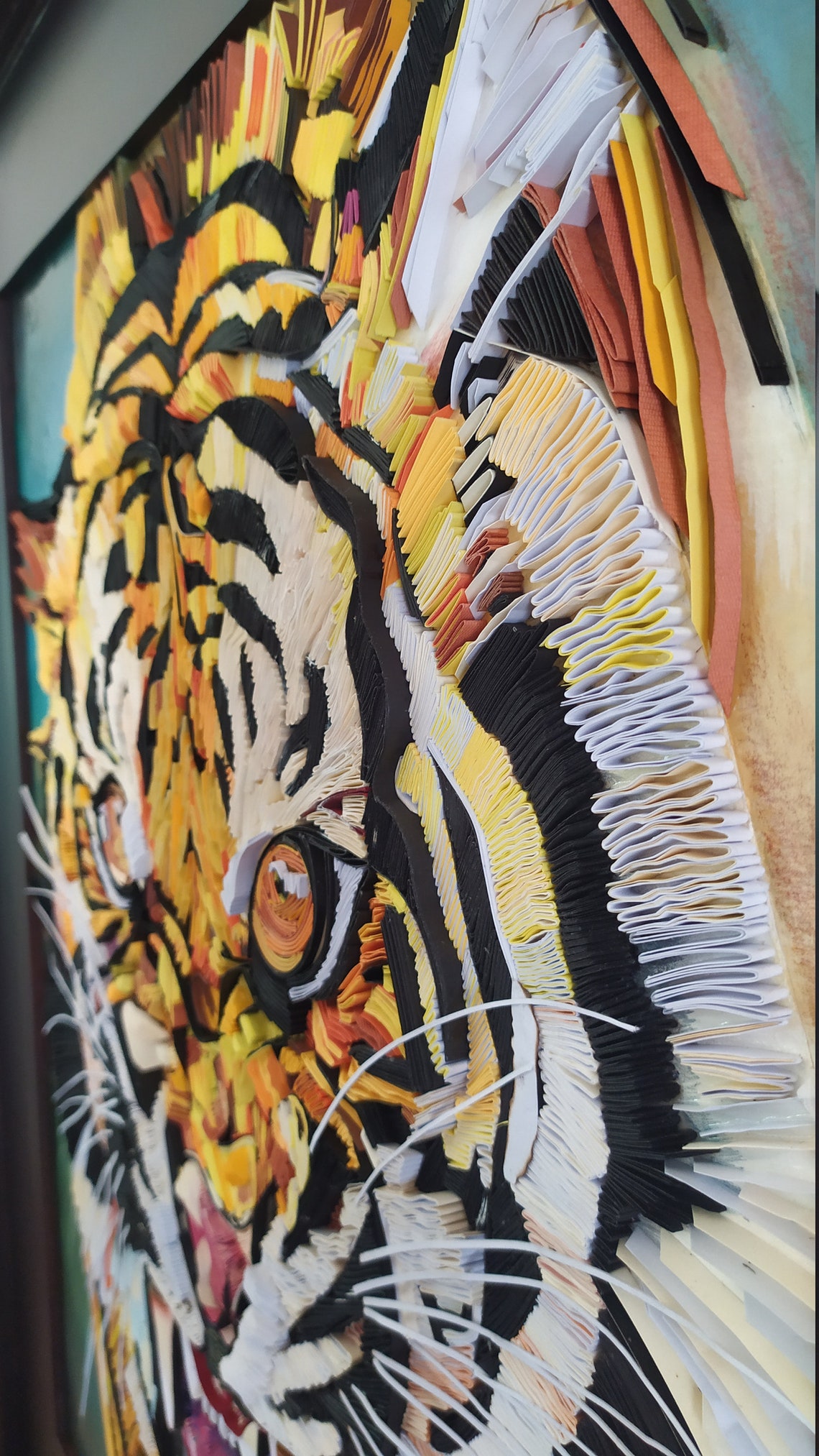 The Tiger Art Paper quilling on plywood Paper quilling wall Etsy