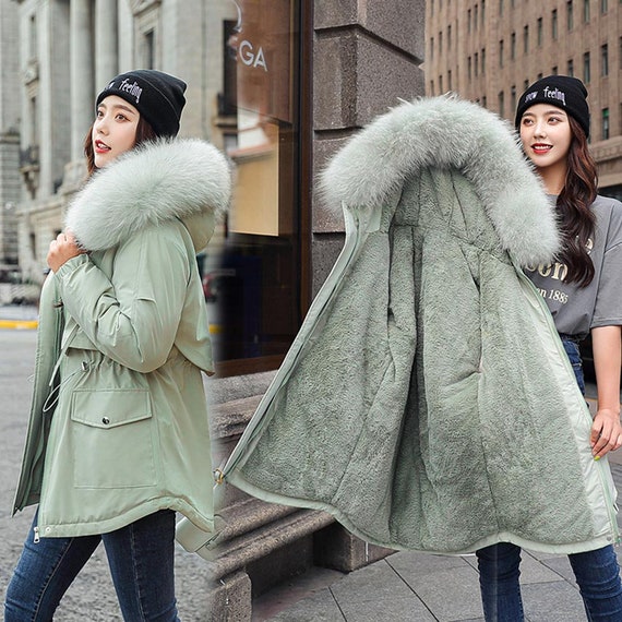 Womens Warm Coat Hooded Jacket Casual Coat Winter Parka Outwear Coats Fur Fluffy 