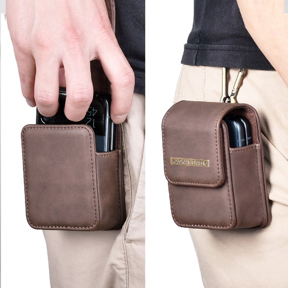 Samsung Galaxy Z Flip 3 Leather Phone Pouch With Metal Belt Etsy