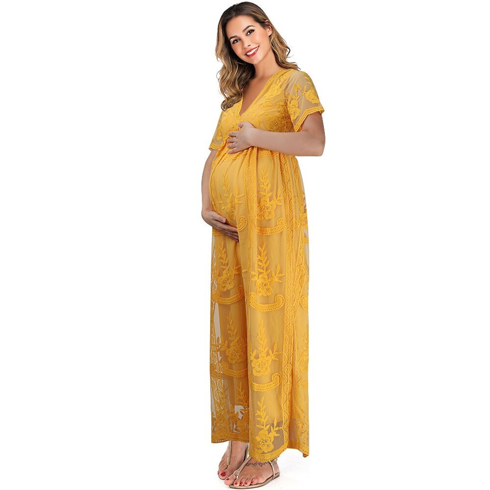 Women Maternity Dress Lace Photography Props Gown Shoot Baby Etsy