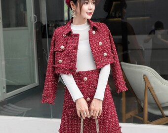 Tweed Skirt Set - Etsy Australia
