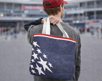 Bolsa tote retrô da Seleção Americana de Futebol - Estilo camisa jeans da Copa do Mundo de 1994 | Presente vintage para fãs de futebol e bolsa para estádio