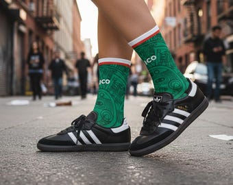Calcetines de fútbol de México, diseño retro de camiseta de 1998, regalo para fanáticos del Mundial 2026, equipo de fútbol del Tri, ropa vintage de la selección nacional mexicana