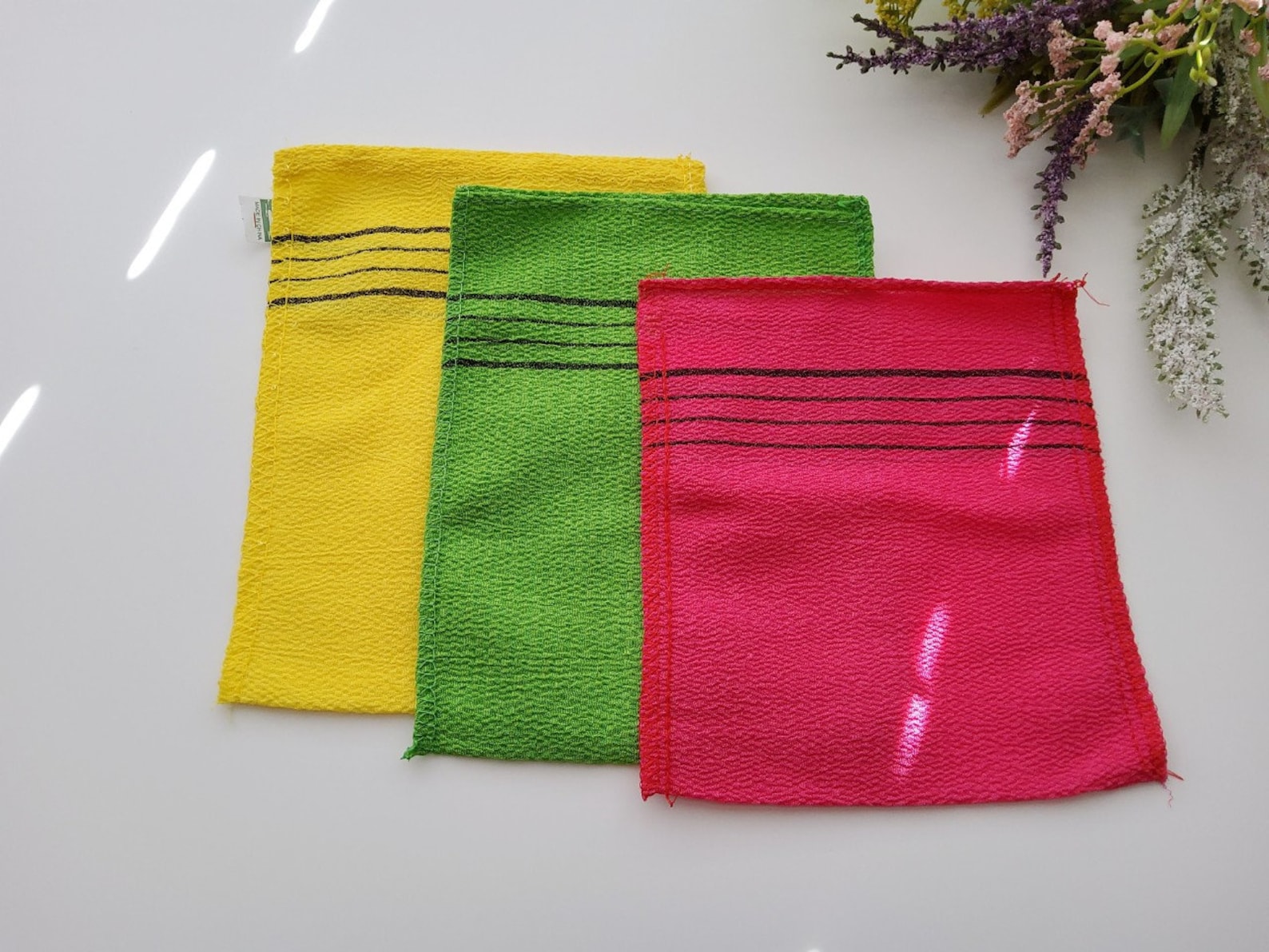 3pc Korean Italy Towel, Korean Exfoliating Mitt Bulk, Loofah Scrub