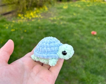 Mini fluffy crochet turtle amigurumi plush teddy