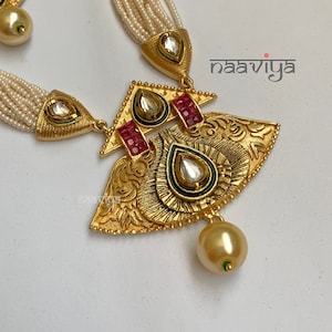 Collana d&#39;oro / Collana di perle / Gioielli indiani / Gioielli fatti a mano / Gioielli pakistani / Collana d&#39;oro antica / Collana con ciondolo