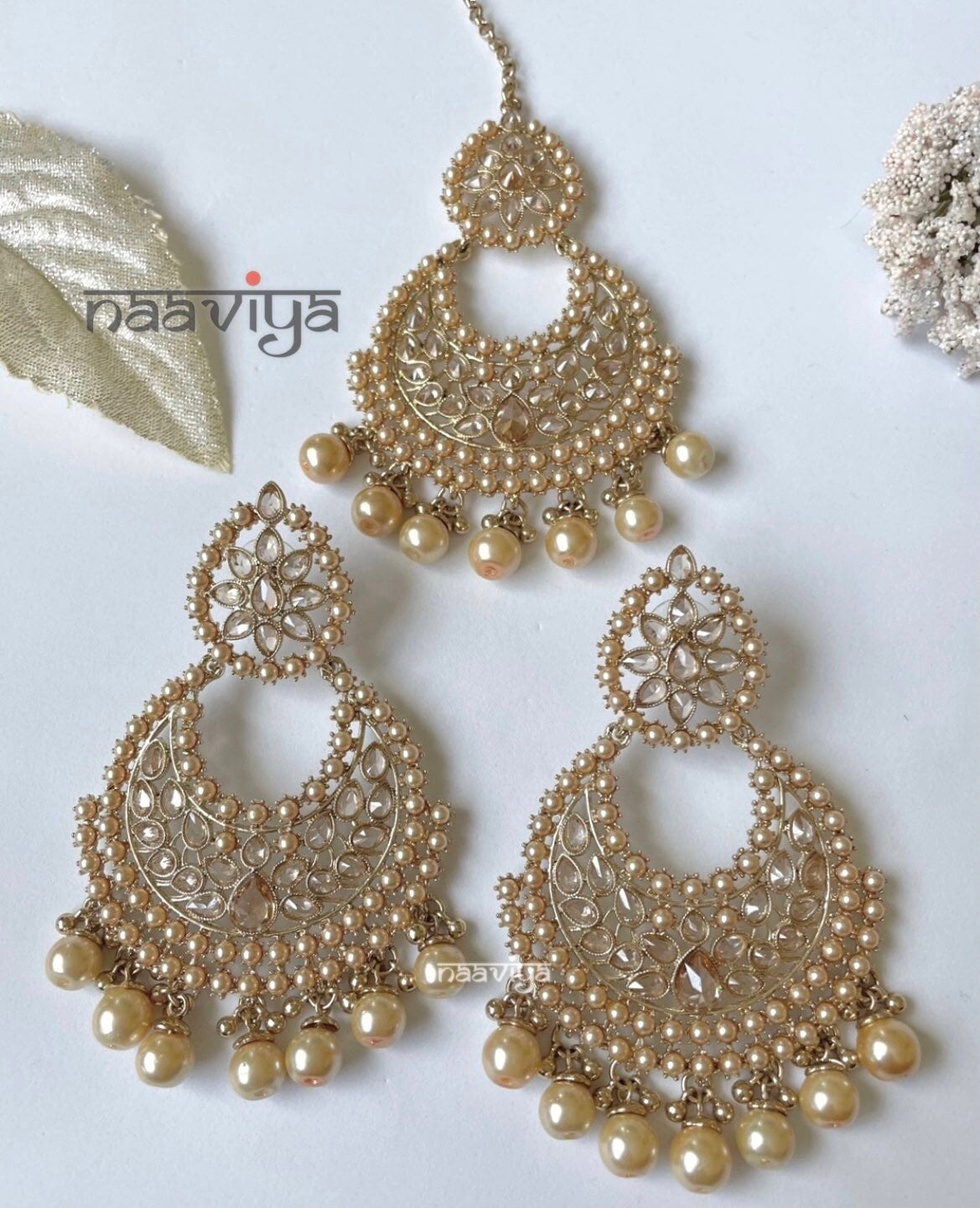 Buy Reversed Ad/ Champagne Earrings Mangtika/ Uncut Diamond Online ...