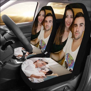 Custom Photo Car Seat Covers: Personalized Image Protector, Husband Gift 2 pics