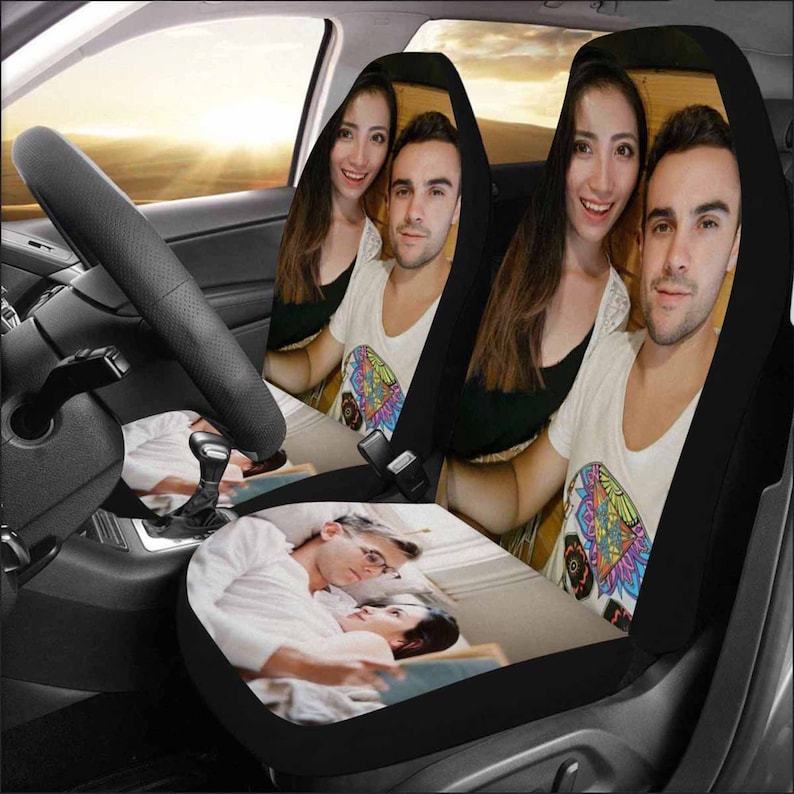 Custom Photo Car Seat Covers: Personalized Image Protector, Husband Gift 2 pics