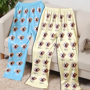 Personalized Pet Face Pajama Pants: Custom Dog/Cat Photo PJs