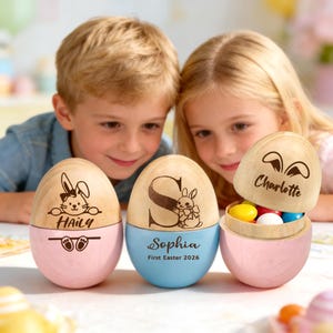 Personalized Wooden Easter Egg, Custom Engraved First Easter 2026 Gift