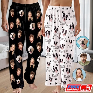 Custom Face Pajama Pants: Personalized Pet Photo Name Socks, XS-2XL