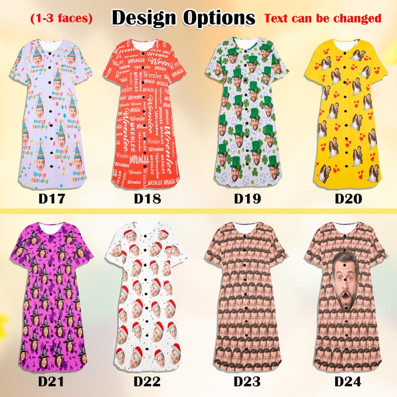 Custom Face Nightgown, Personalized Photo Sleep Dress, Funny Custom Pajamas for Women Bild 7