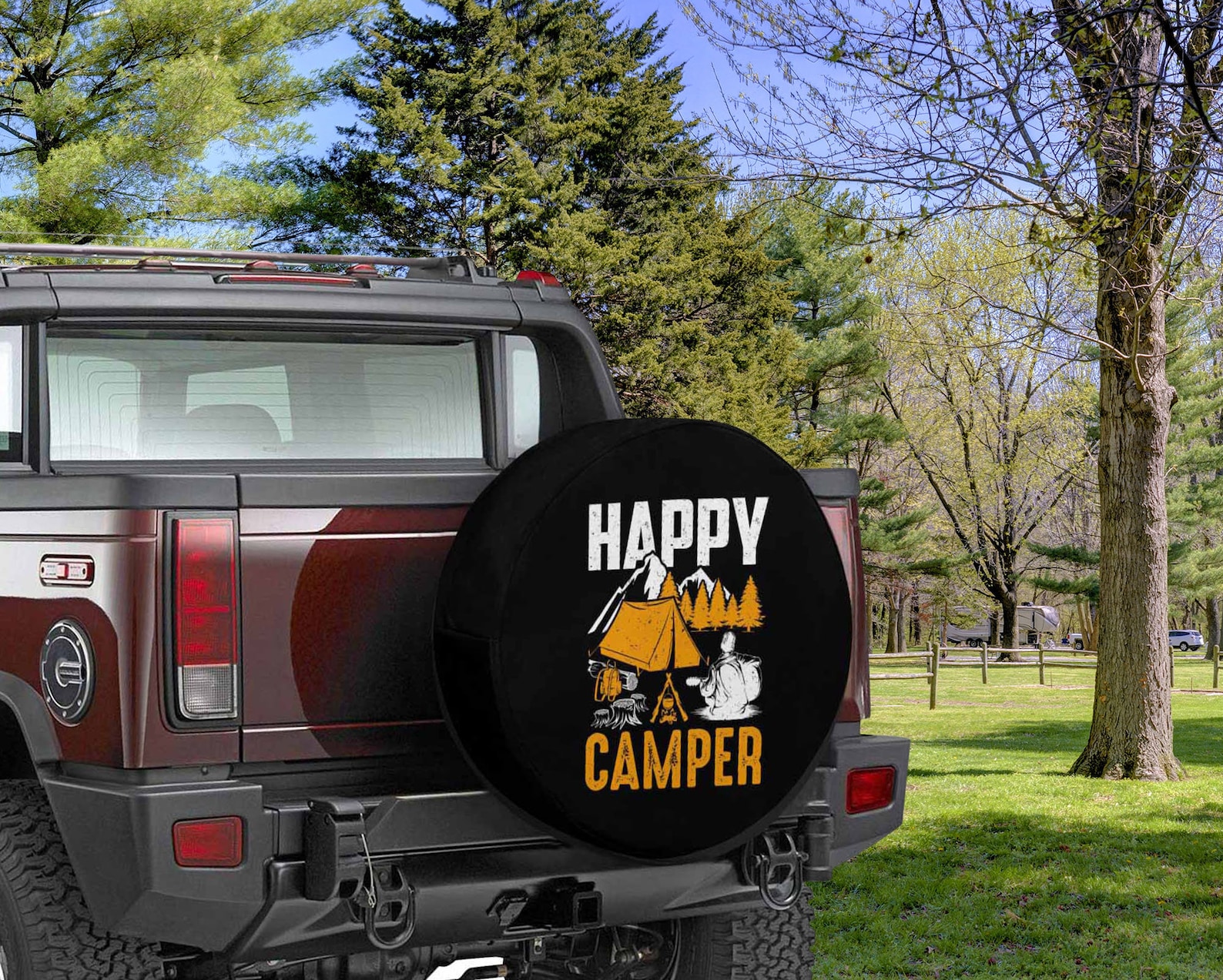 Custom Happy Camper Spare Tire Cover Personalized Camper Etsy