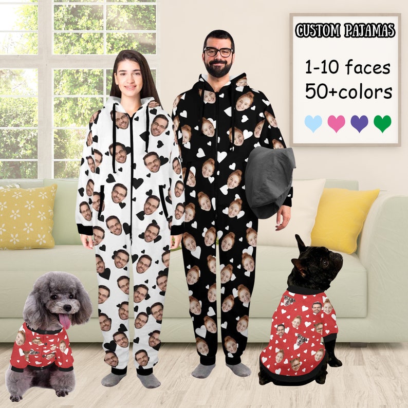 Personalized Photo Pajamas,Custom Face Pajamas,Couples Pajamas,Custom Pajamas Pet,Bachelorette Party,Christmas Gifts for Him/Family image 1