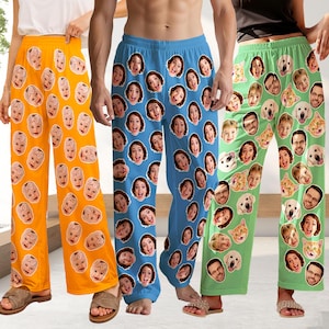 Custom Photo Pajama Pants, Personalized Pet, Family Matching Sleepwear
