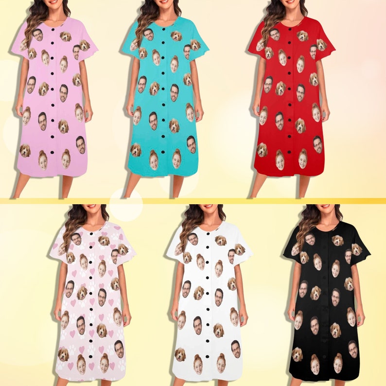 Custom Face Nightgown, Personalized Photo Sleep Dress, Funny Custom Pajamas for Women Bild 8