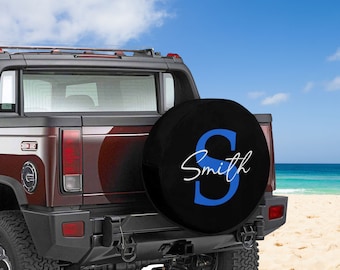 Custom Monogram Spare Tire Cover: Personalized Text, Waterproof Wheel Protection