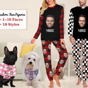 Personalized Pajama With Photo, Personalized Pajama Pants, Custom Cat Dog Face Women Men Long, Custom Pajamas with Dogs, Anniversary Gift