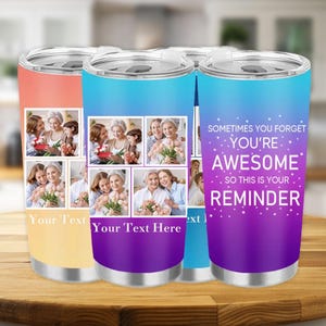 Personalized Picture Collage Tumbler,Custom Mom Dad Tumbler,Custom Tumbler with Photo Text with Straw Lid,Birthday Gifts for Him Her Grandpa