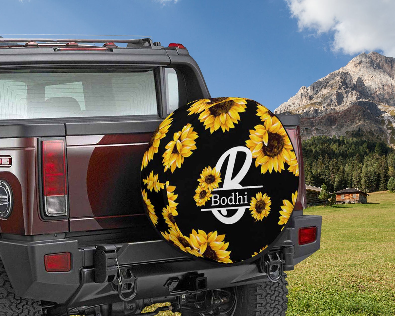 Custom Sunflower Spare Tire Cover Personalized Monogrammed Etsy