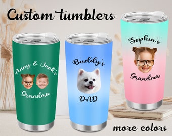 Personalized Dog Mom Tumbler, Custom Starbucks Tumbler, Custom tumbler with face, Custom Tumblers for Her Him Mother, Father's Day Tumbler