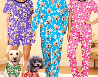 Custom Photo Pajama Set: Personalized Dog Face Pajamas