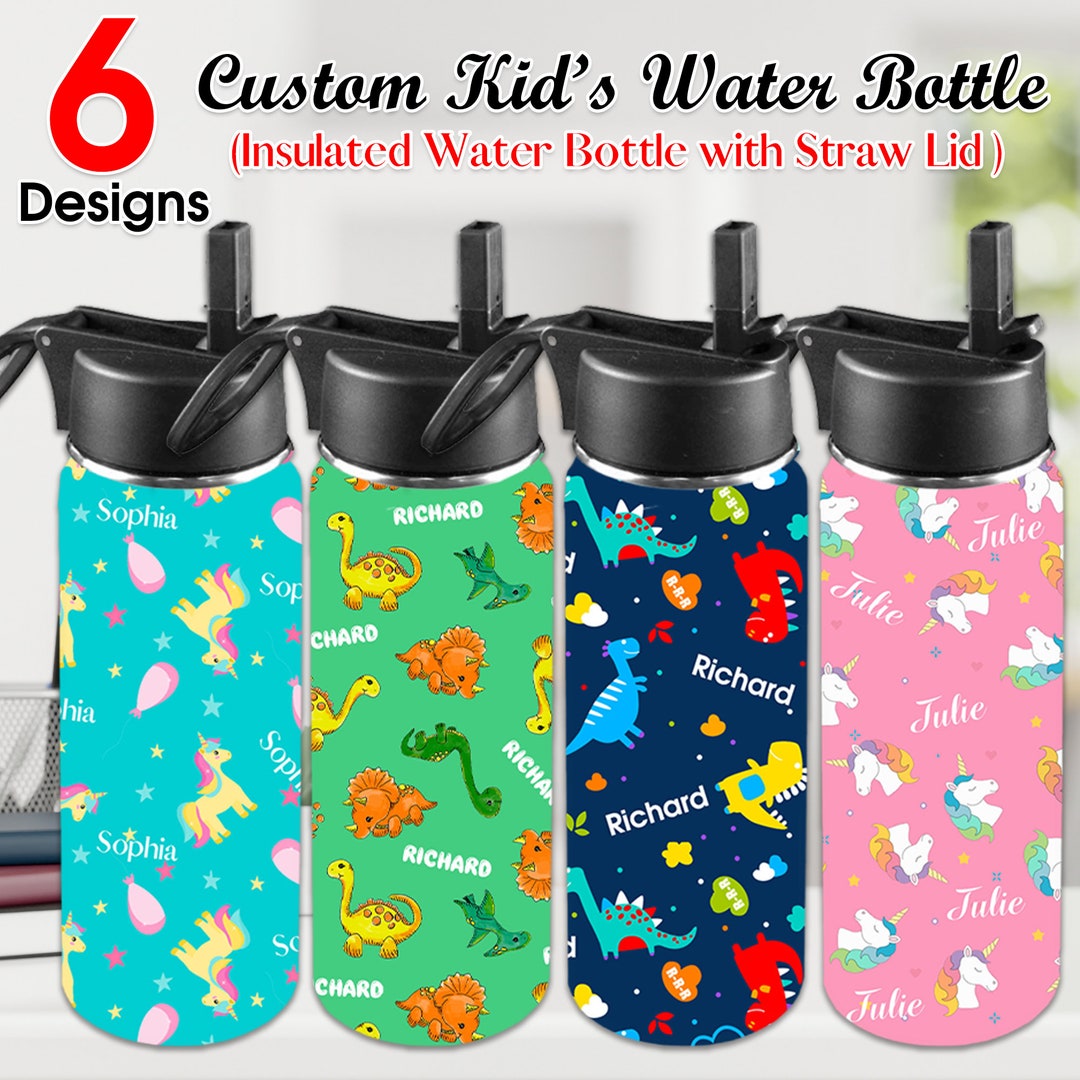 Personalized Kids Water Bottle,water Bottle With Straw Lid & Handle ...