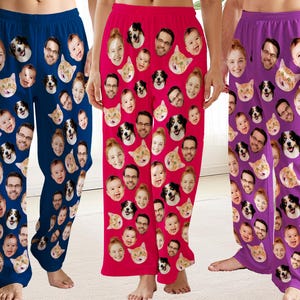 Custom Pet Portrait Pajamas, Personalized Dog Cat Photo, Couples Family Matching