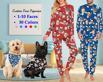 Custom Women Men Long Sleeve Pajama Set Dog, Personalized Women's Pajamas, Custom Pajama Set for Christmas, Family Christmas Dog Pajamas