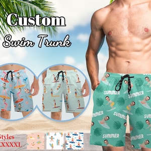 Custom Swim Trunks For Men, Personalized Men Bathing Suit, Face Swimwear, Summer Beach Shorts, Gift for him, Unique Funny Gift, Beach Short