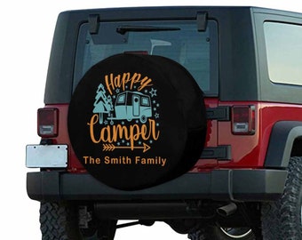 Custom Family Camper Spare Tire Cover: Personalized Text Wheel Cover