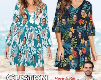 Custom Face Hawaiian Dress: Personalized Women's Summer Vacation Dress