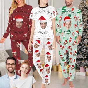 Personalized Christmas Pajamas Set: Custom Face Photo Pajama Pants