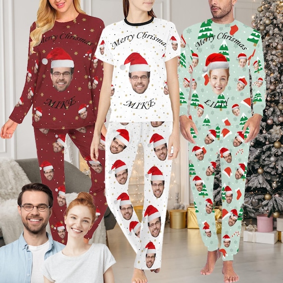 Custom Christmas Pajamas Set With Face for MEN Women personalized Photo Pajamas custom Pajama Pants custom Couple Pajamas christmas Gift Etsy