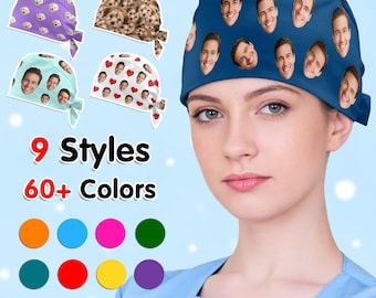 Custom Photo Scrub Cap: Personalized Face, Logo, Text - Terry Cloth Sweatband