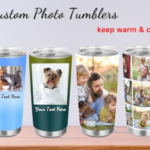 personalized photo tumbler, custom photo travel mug, Personalized Photo Collage Tumbler, Personalized Dog Tumbler, custom father's day cup