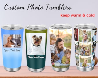 personalized photo tumbler, custom photo travel mug, Personalized Photo Collage Tumbler, Personalized Dog Tumbler, custom father's day cup