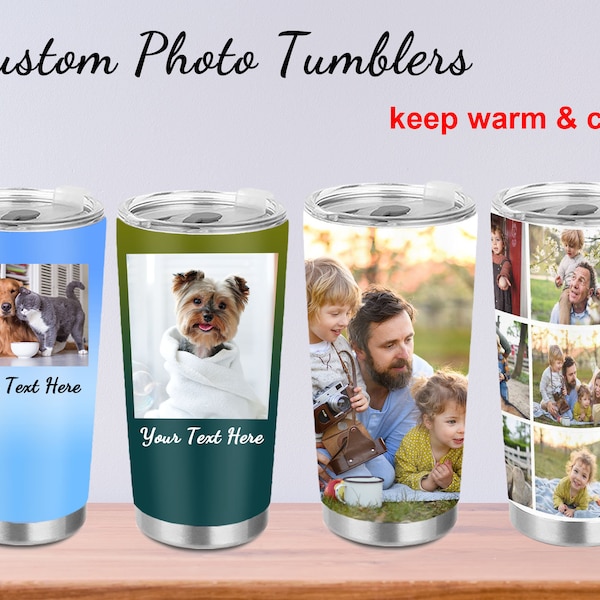 personalized photo tumbler, custom photo travel mug, Personalized Photo Collage Tumbler, Personalized Dog Tumbler, custom father's day cup