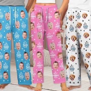 Custom Pajama Pants for Dad Mom, Personalized Dog/Cat Face Pajamas,Custom Face Pajama trousers, Pajamas with Text,Birthday Father&#39;s day gift