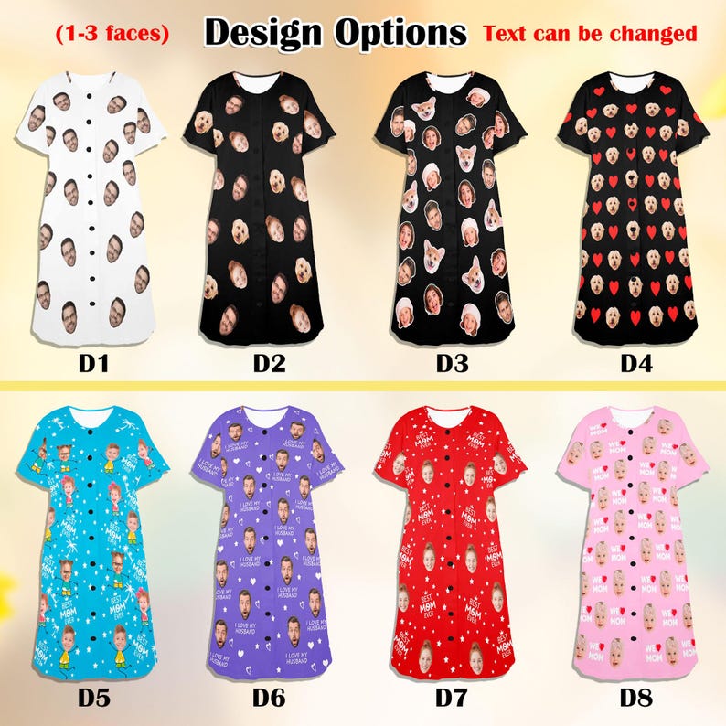 Custom Face Nightgown, Personalized Photo Sleep Dress, Funny Custom Pajamas for Women Bild 5
