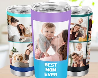 Personalized Photo Tumbler: Custom Travel Mug Gift for Mom & Dad