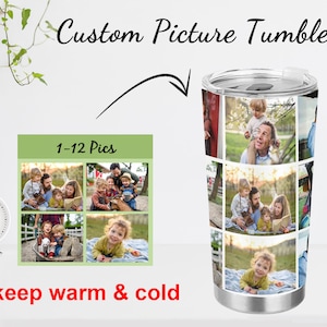 personalized tumbler with picture, custom photo travel mug, Personalized Photo Collage Tumbler, Personalized Dog Tumbler, father's day gift