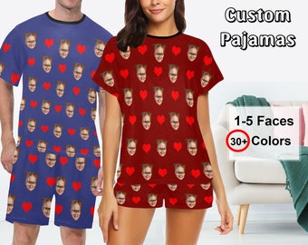 Custom Short Sleeve Pajama Set, Personalized Women's Pajamas, Custom Pajama Sets for Dad Husband,Custom Pajamas with Pet Picture, funny gift