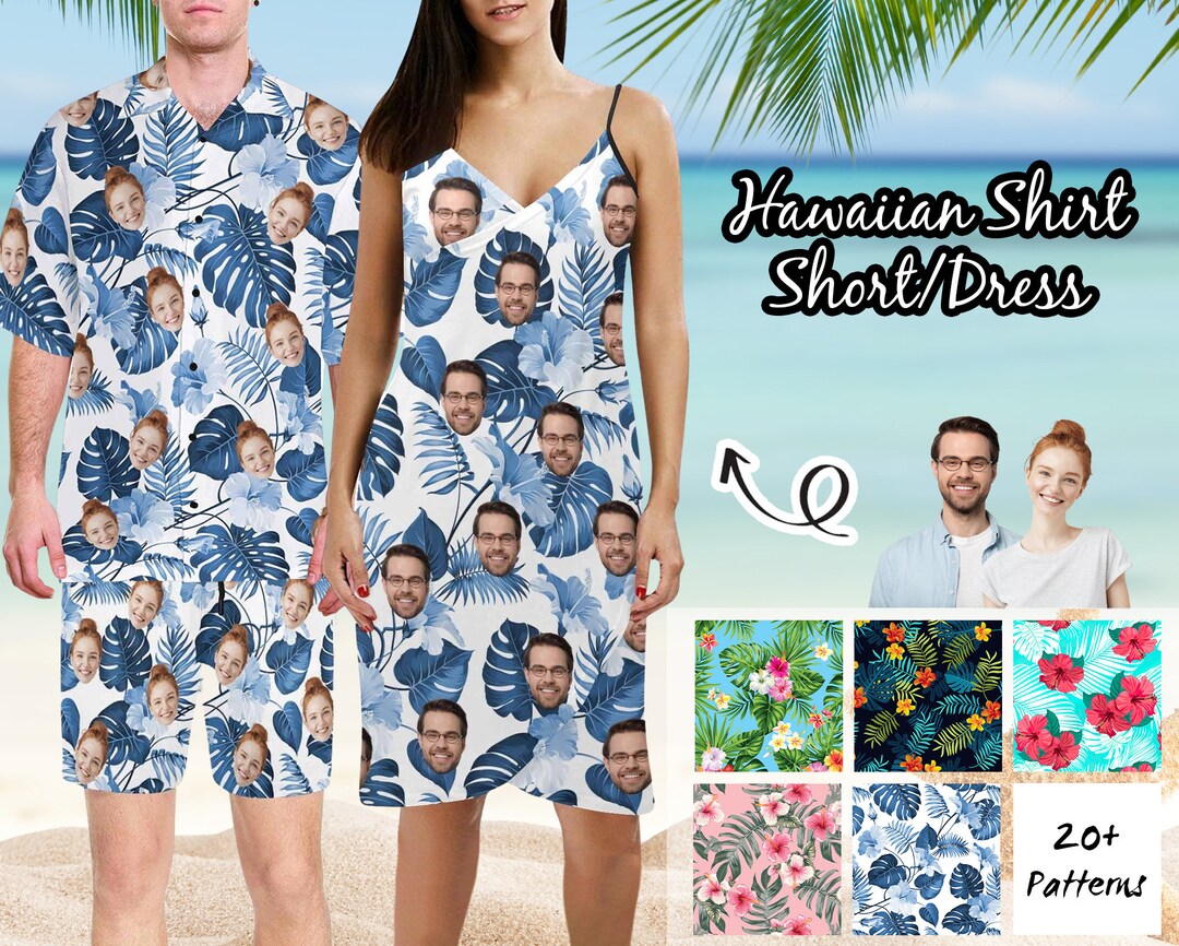 Personalized Hawaiian Shirt Shorts Dress Personalized Face Etsy